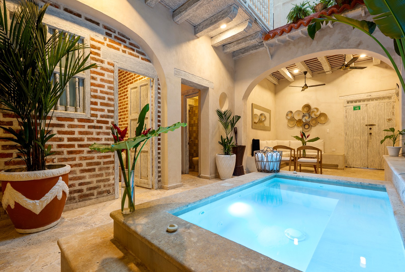 Casa Luna, a refined colonial villa in Centro Historico, Cartagena, with twin jacuzzis and a rooftop terrace